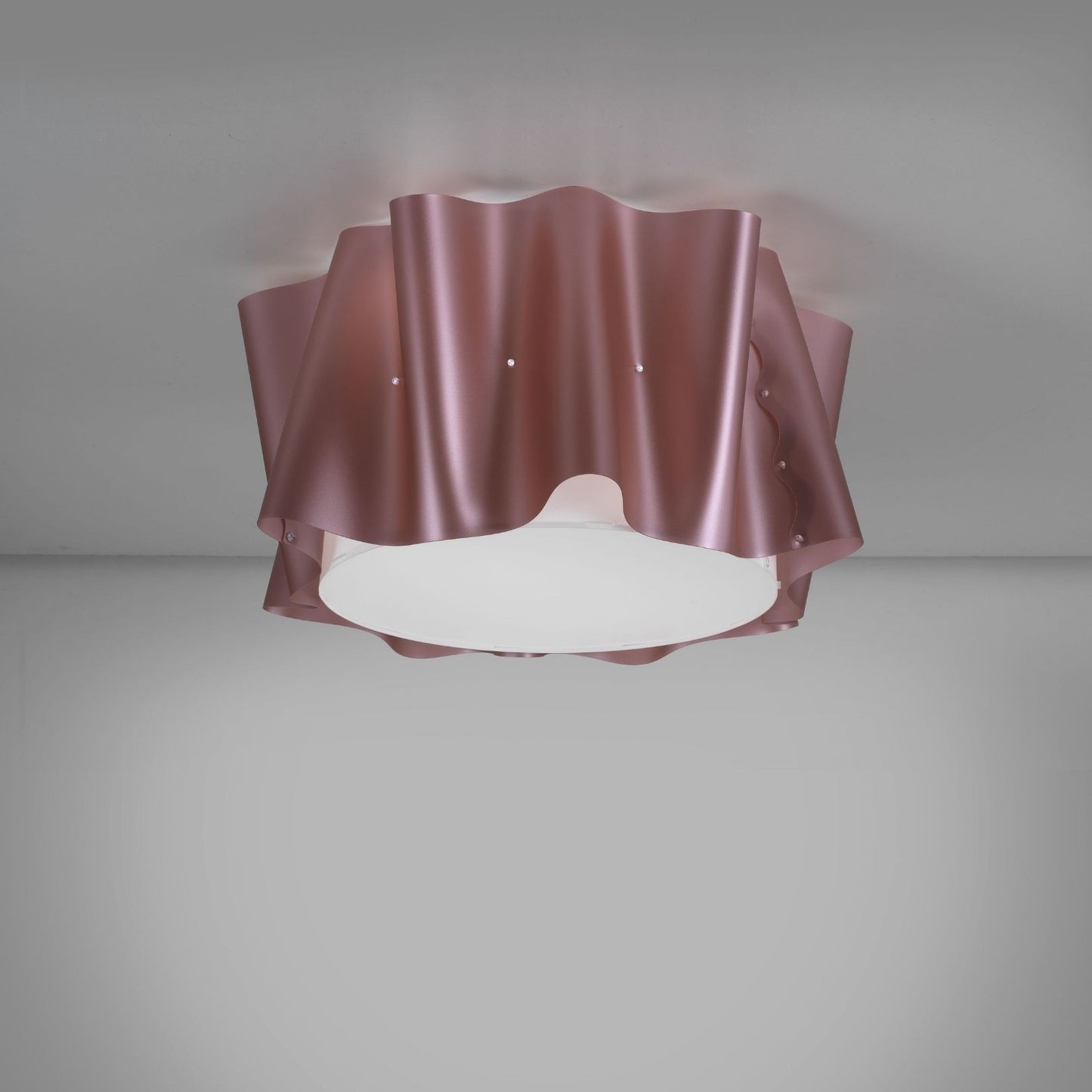 5-flammige Deckenleuchte aus rosafarbenem Metall cm. 60 x 32