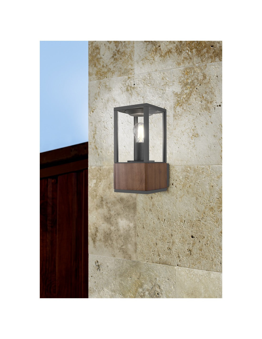Garonne Außenapplikation IP44 1xE27 Holz Trio Beleuchtung