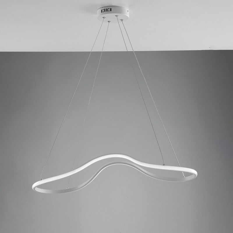 Integrierter weißer LED-Kronleuchter aus Metall und Aluminium, 74 x 31 x 150 cm