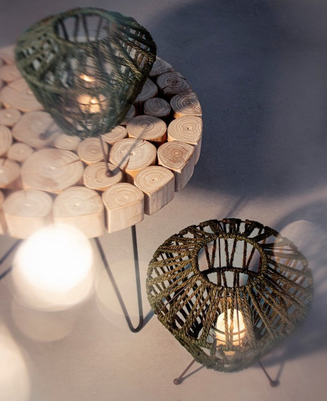 4x Laterne Gras Stativ Grün L