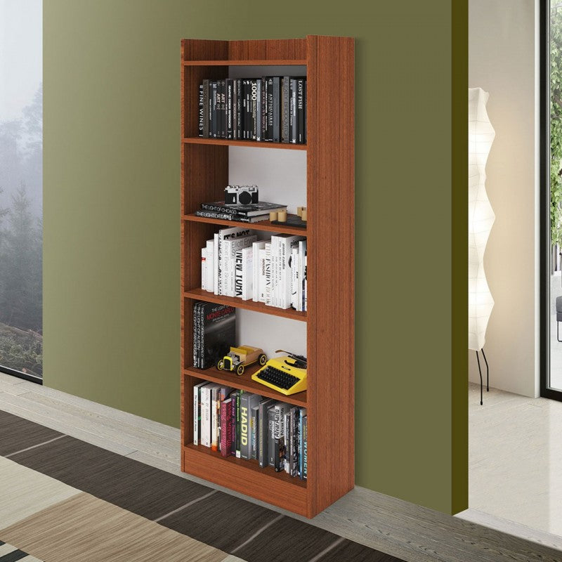 Antikes Walnuss-Bücherregal, Schrank aus Melaminholz, 6 Regale, H180 x 64 x 29 cm