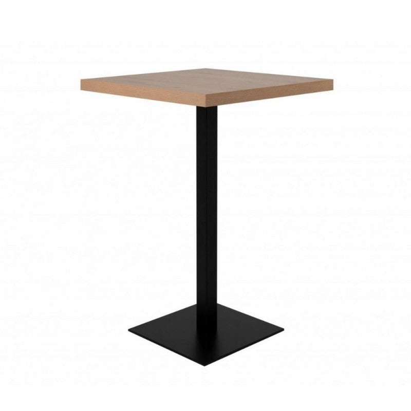 Quadrato Hochtisch 105 cm, Eichenplatte und schwarzes Gestell. Menge 70x70xh.105 cm