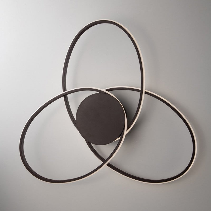 Braune Deckenleuchte aus Metall und Aluminium mit 3 integrierten LEDs 67x h8 cm