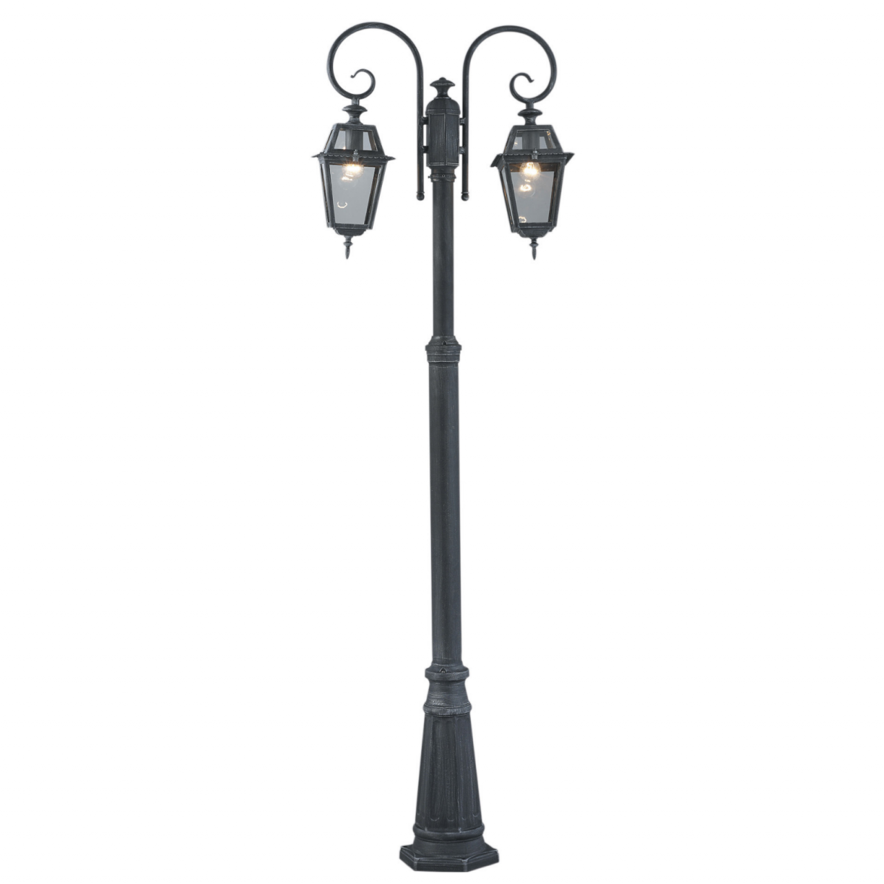 Laternenpfahl mit 2 grauen Armen aus Gusseisen Milan