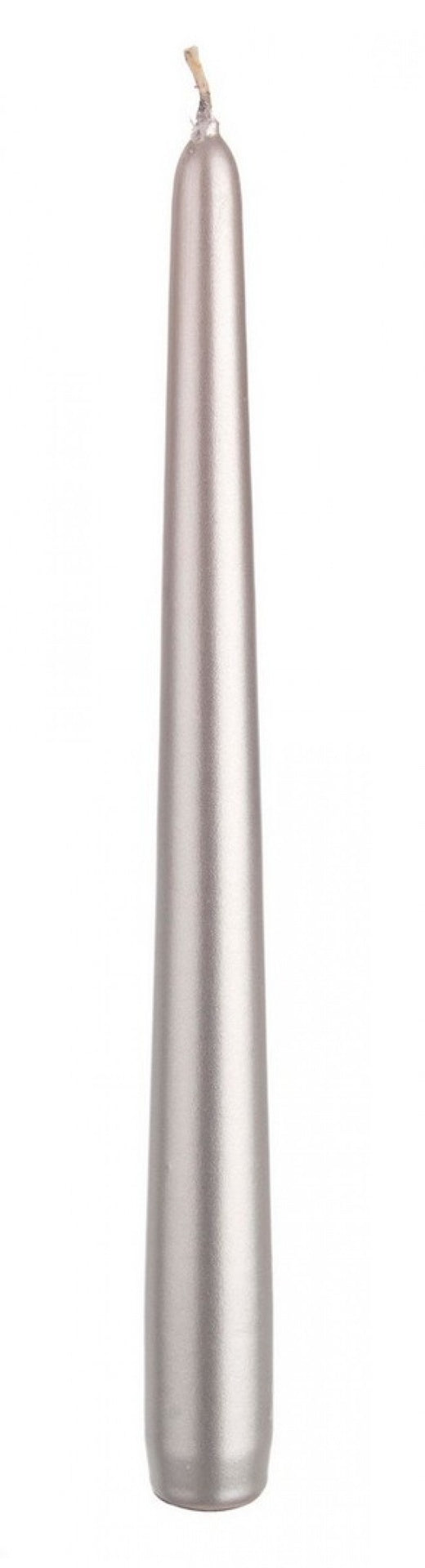 12x Basic Candela conica Silca Silber 25 cm