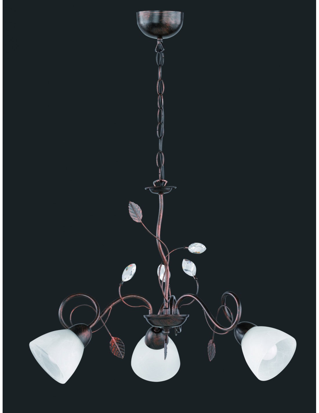 Rustikale Pendelleuchte 3xE14 Traditio Rust White Glass Cups Ø70 cm Trio Lighting