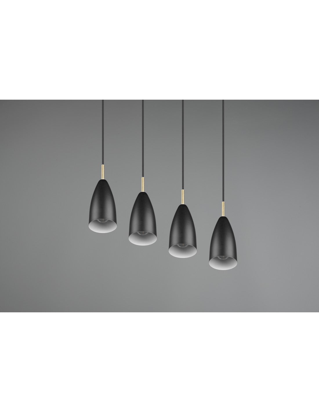 Isola Farin Linear Suspension 4 Lights Schwarz und Messing Trio Lighting
