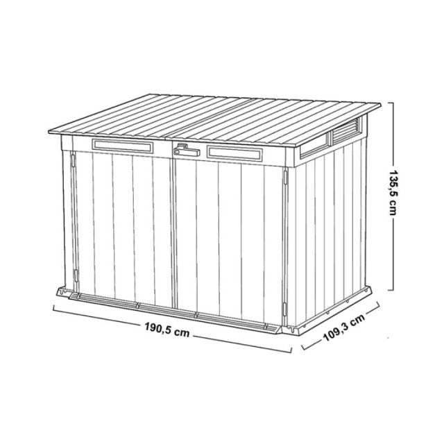 Werkzeughalter aus lackierbarem Duotech, verschließbarer Deckel mit Kolben 190,5 x 109,3 x H. 132,5 cm