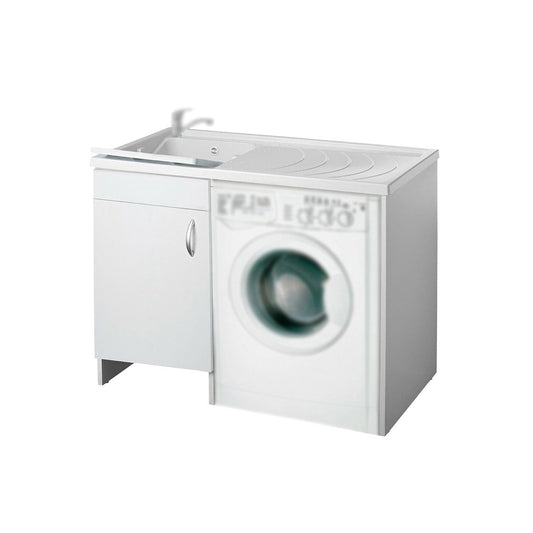 Holzschrank mit Waschbecken und Waschmaschinenabdeckung