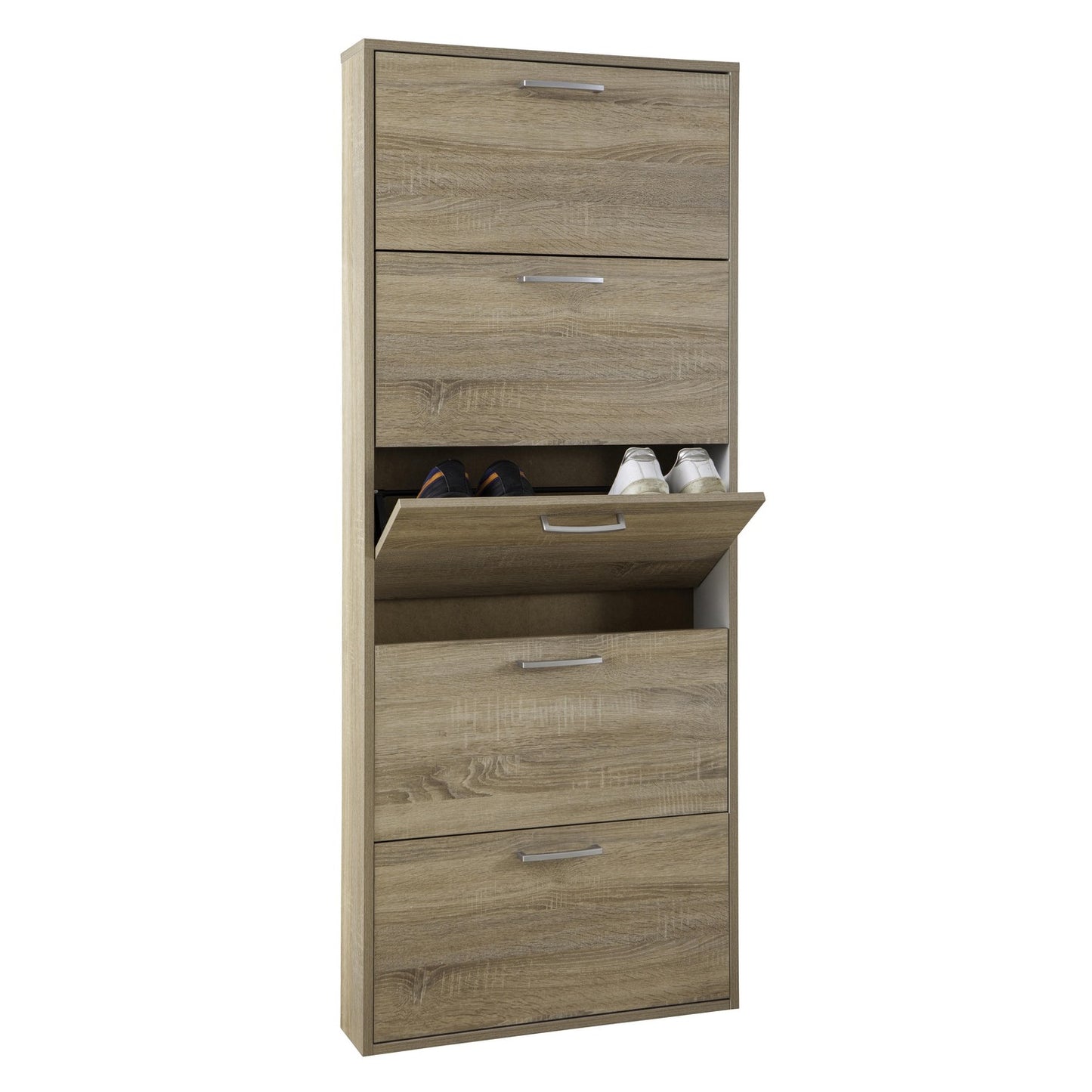 Scarpiera Slim Alta con 5 Ribalte - Fino a 15 Paia di Scarpe - Design Moderno - Dimensioni: 163.60x65.10x15.00 cm