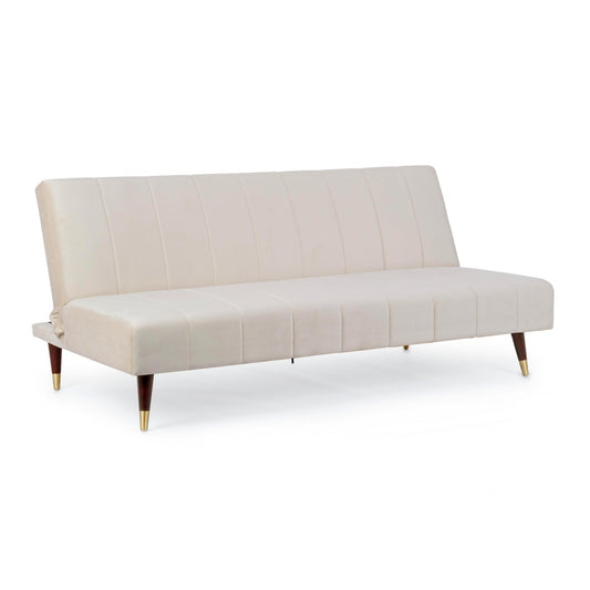 Alma 3-Sitzer-Schlafsofa Beige Samteffekt 180x88x82h cm