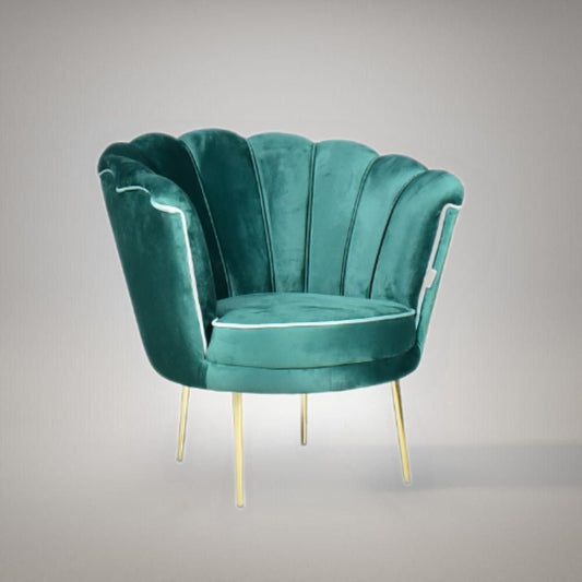 Poltrona Orel in velluto verde scuro e piedini oro H76xL70xP70