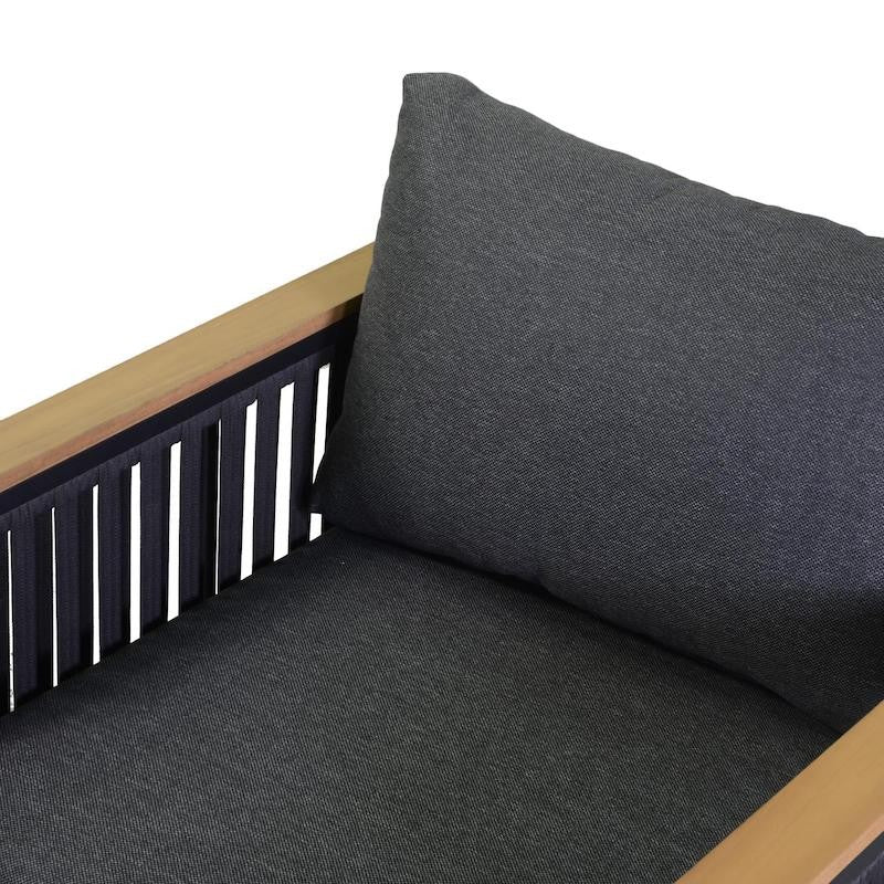 Salotto Alluminio Idaho Pozzo 2P Antracite con Cuscini Antracite e Tavolo Legno