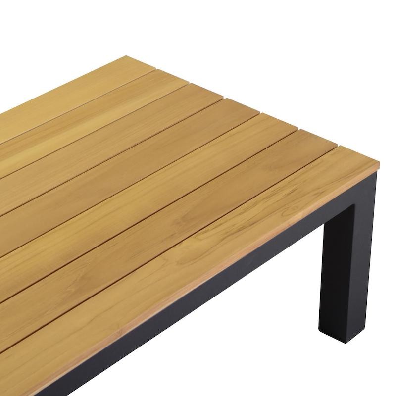 Salotto Alluminio Idaho Pozzo 2P Antracite con Cuscini Antracite e Tavolo Legno