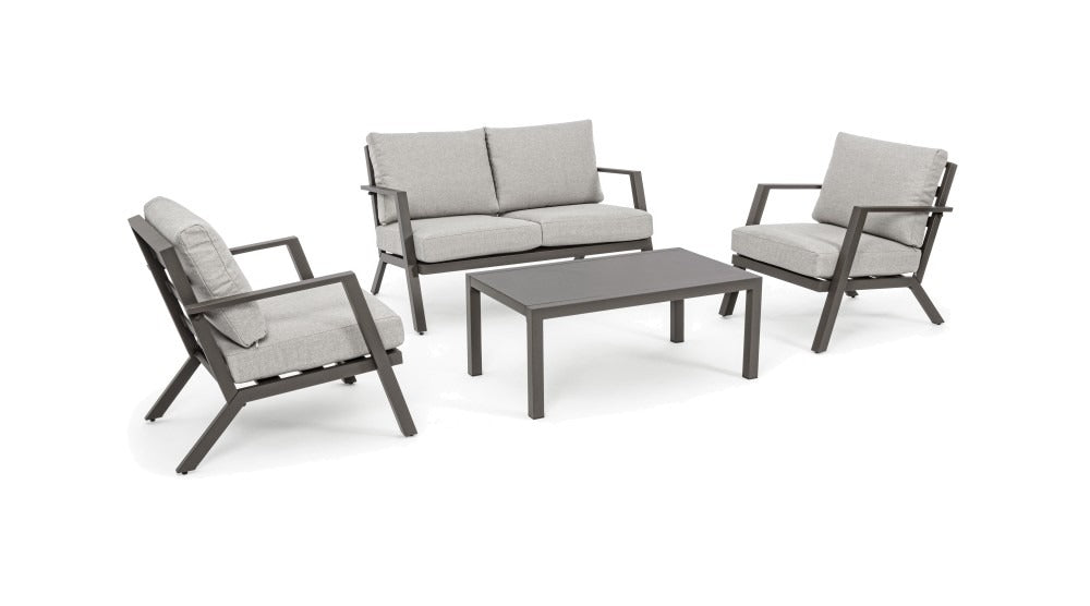 Salotto da giardino in alluminio verniciato marrone con seduta in tessuto sfoderabile - Harley