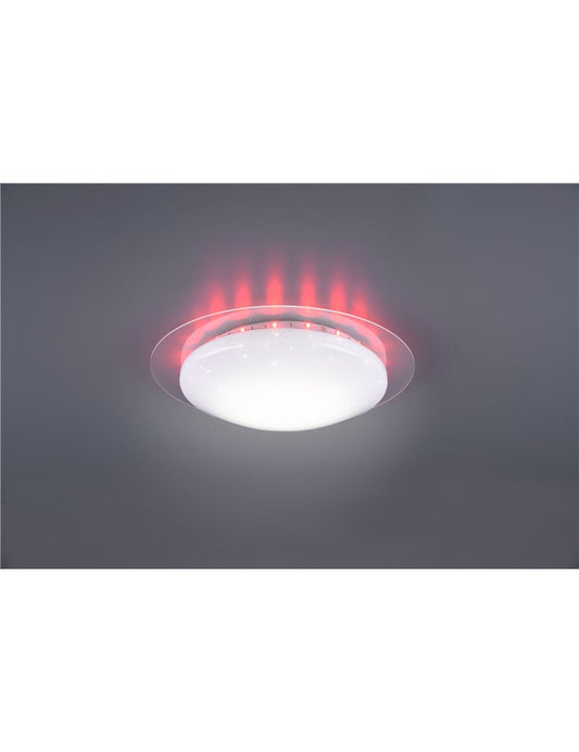 LED-Deckenleuchte Bilbo, Diffusor mit weißem Sterneneffekt und transparentem Rand, RGB-Hintergrundbeleuchtung und Multifunktionsfernbedienung