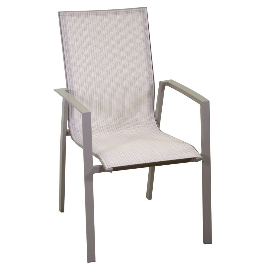 Sessel Cleveland aus mattem taubengrauem Aluminium und Textline