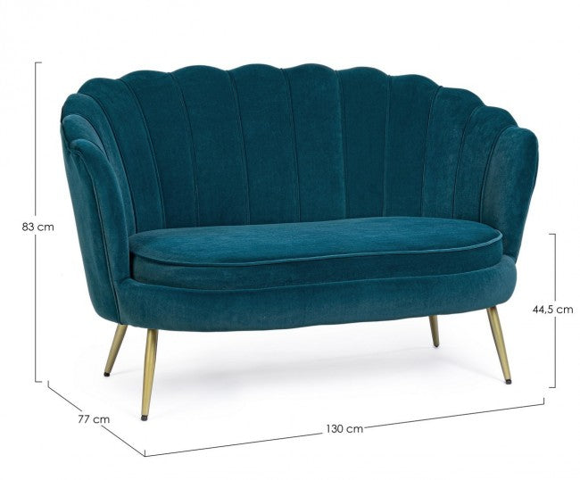 Giliola 2-Sitzer-Sofa in Blau mit Samteffekt