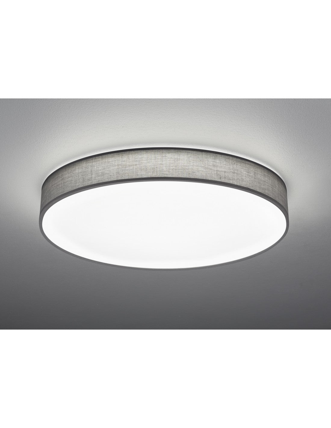 Großer Plafoniera Led Paralume Tessuto Grau Lugano Ø75 cm Trio Lighting