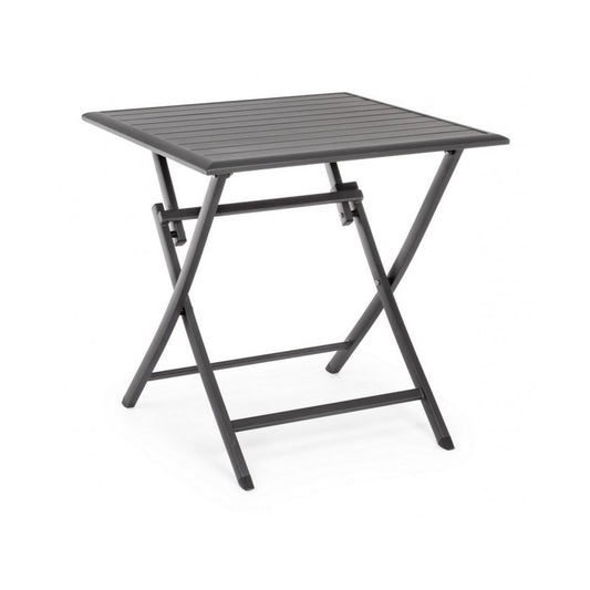 ELIN Anthrazitfarbener Aluminium-Klapptisch für den Außenbereich, 70 x 70 x 71 cm