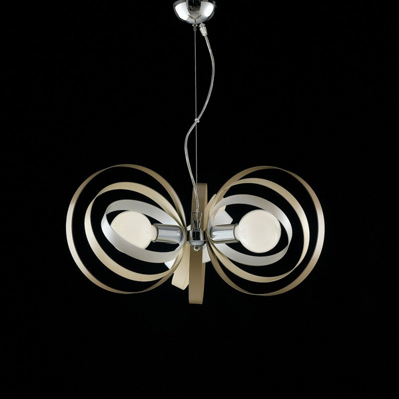 Weißer, taubengrauer Kronleuchter aus Eisen mit drei Lichtern, verchromt, 58 x H30 cm