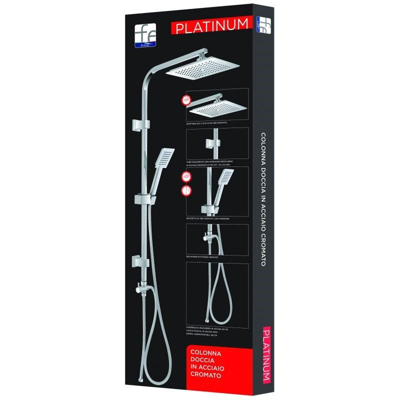 Quadratisches Duschsäulenset aus verchromtem Stahl