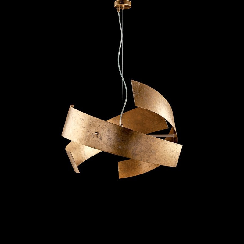 Urban Light Pendelleuchte aus goldlackiertem Eisen, 3 Lichter, 57 x H. 28 cm
