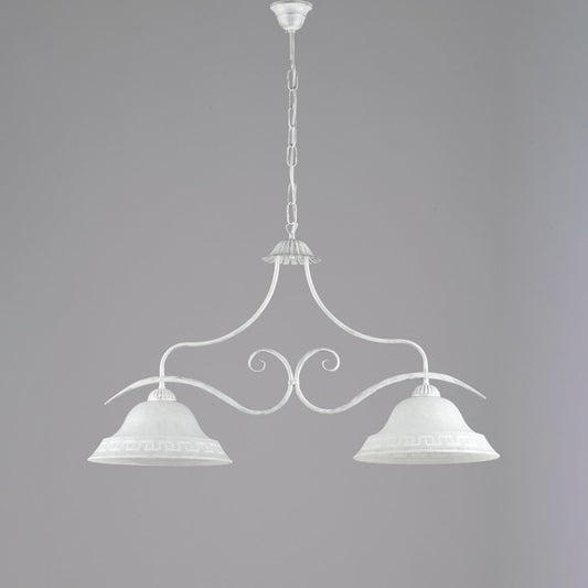 Lampadisch klassisches Eisen Bianco-Silber Zwei Leuchten 85x h51 cm