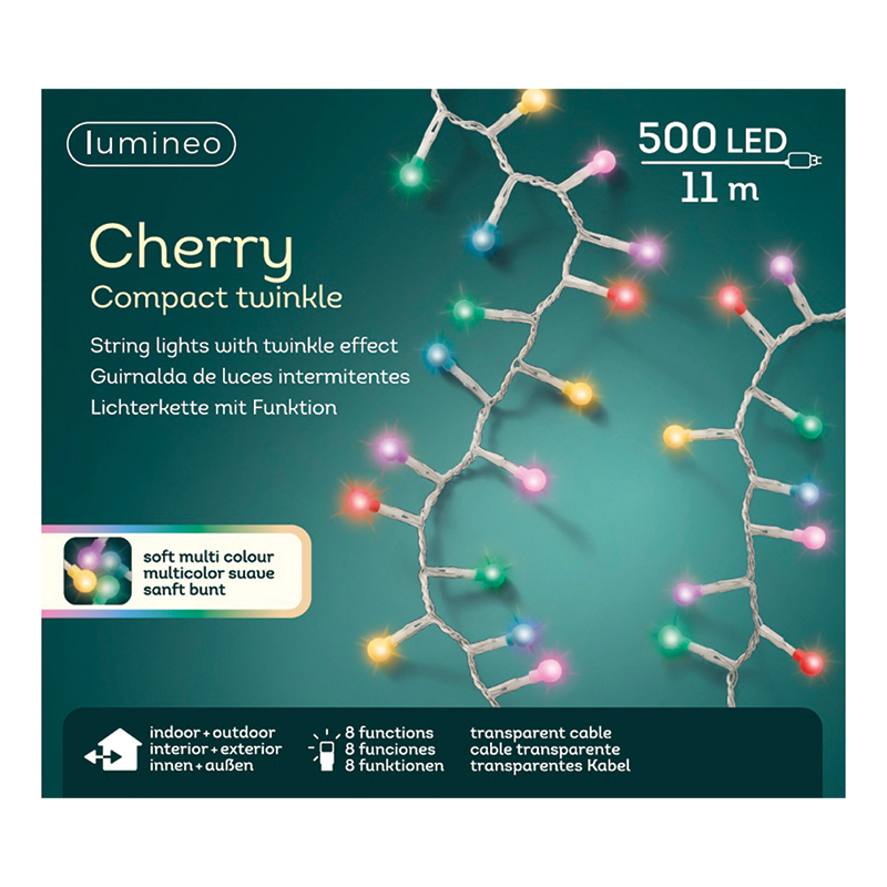 Weihnachtsbeleuchtung Cherry 500 LED 11m mehrfarbig sanft
