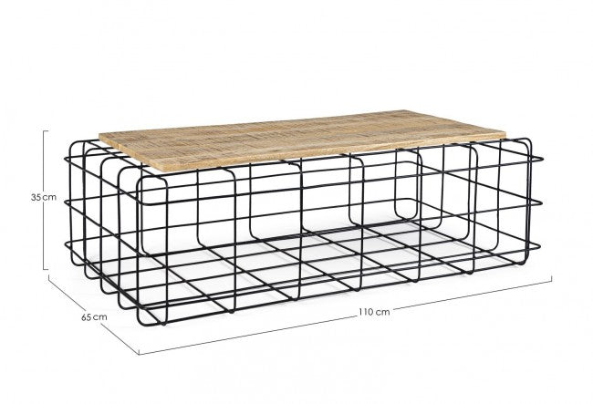 Metall rechteckiger Couchtisch aus Holz Trellis