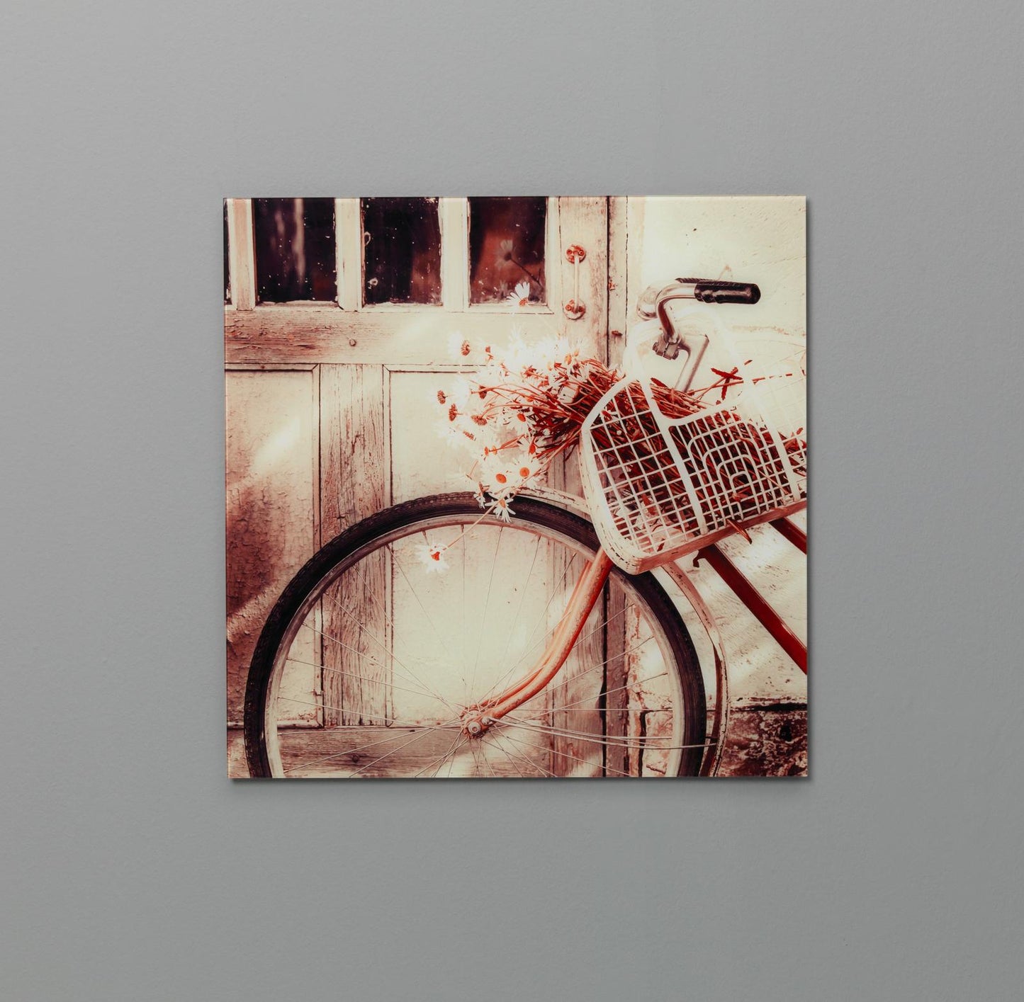 Druck auf Glas 70x70 cm mit mehrfarbiger Leinwand