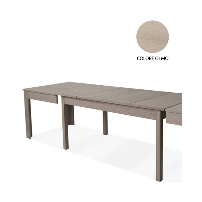 Ausziehbarer Tisch aus ulmenfarbenem Melaminholz 160-320x90 cm
