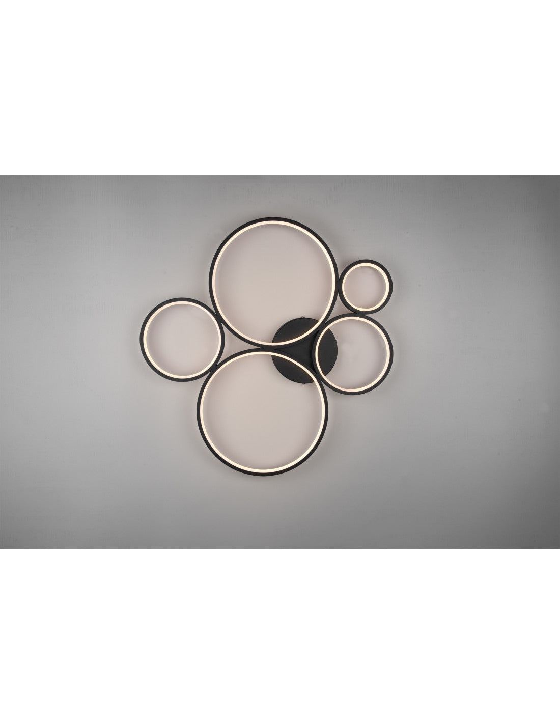 Plafoniera Rondo 5 Cerchi Le Deinbare Nero L59 cm Trio Lighting
