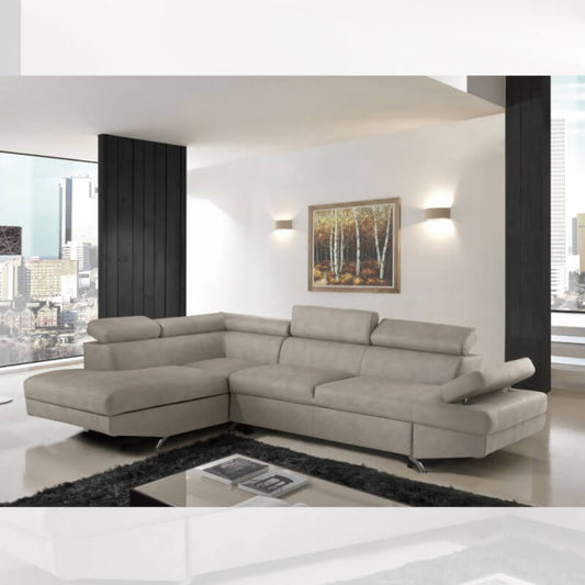 Linkes Ecksofa Julie mit grauem Ausziehbett 297x206x79