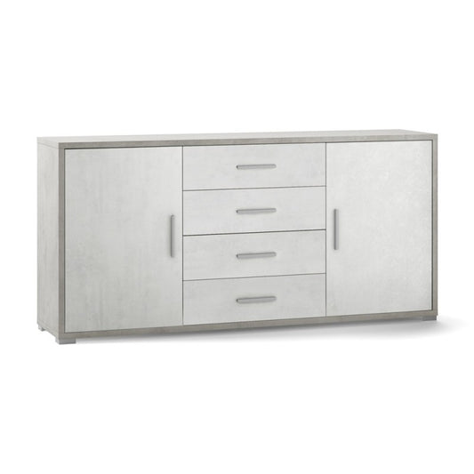 Sideboard zwei Türen vier Schubladen Cemento Weiß 174x41x h84 cm