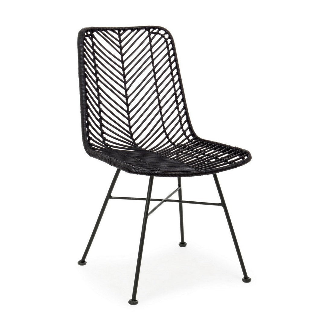 2x Sedia Lorena Schwarzbrand in Rattan