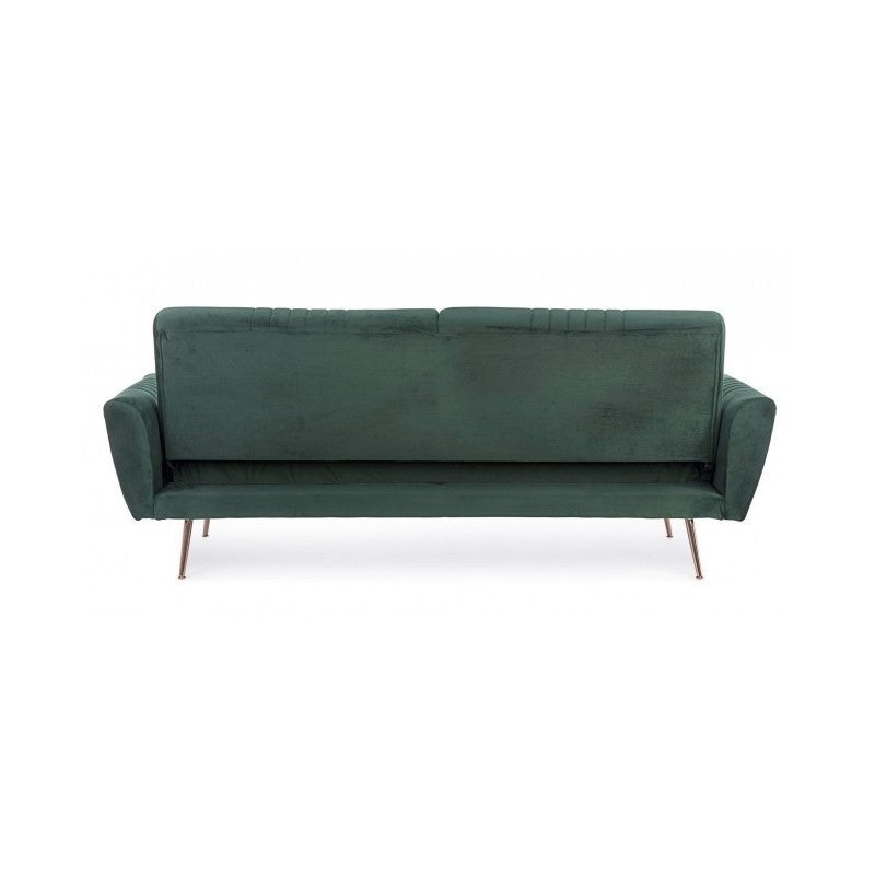 Dreisitzer Samt Schlafsofa Dunkelgrün JOHNNY 210x83x h85 cm