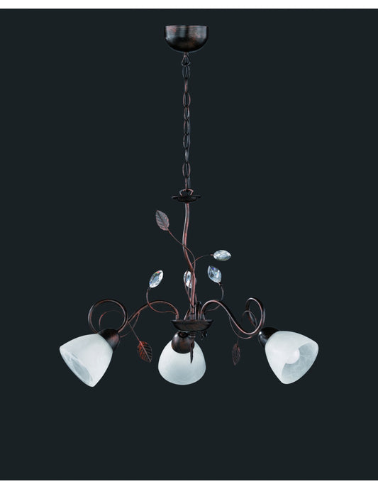 Rustikale Pendelleuchte 3xE14 Traditio Rust White Glass Cups Ø70 cm Trio Lighting