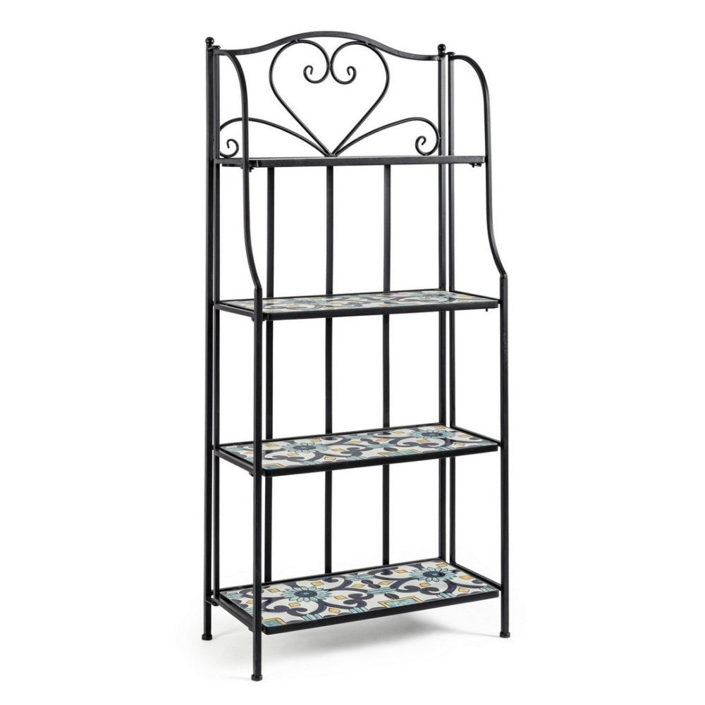 Positano klappbares Bücherregal mit 4 Regalen aus Metall im Landhausstil, 57 x 28 x 133 cm