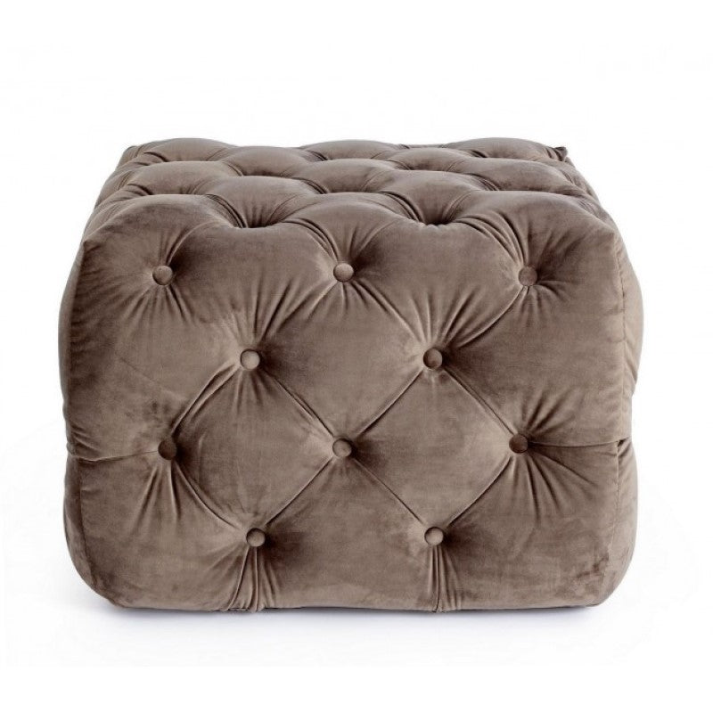 EVAN S taubengrauer Samt-Pouf 62x62x H46 cm