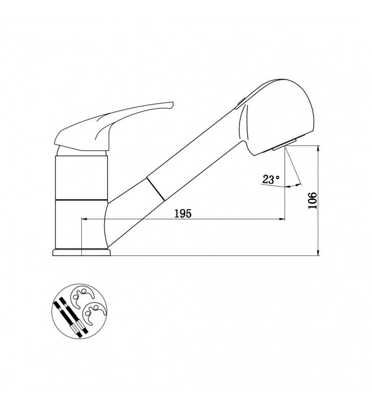 Einwegwaschmaschine mit abnehmbarer Dusche