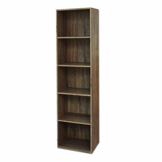 Bücherregal aus Holz, 5 Regale, Walnussregal, L 40 x H 29 x H 172 cm