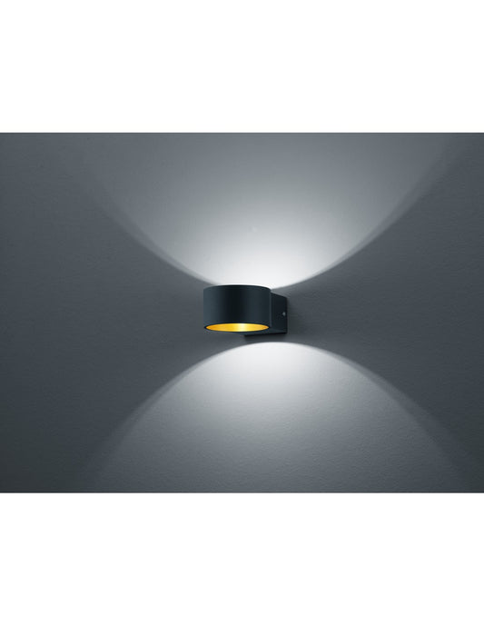 Lacapo Schwarz-goldene LED-Doppellicht-Trio-Beleuchtungsapplikation