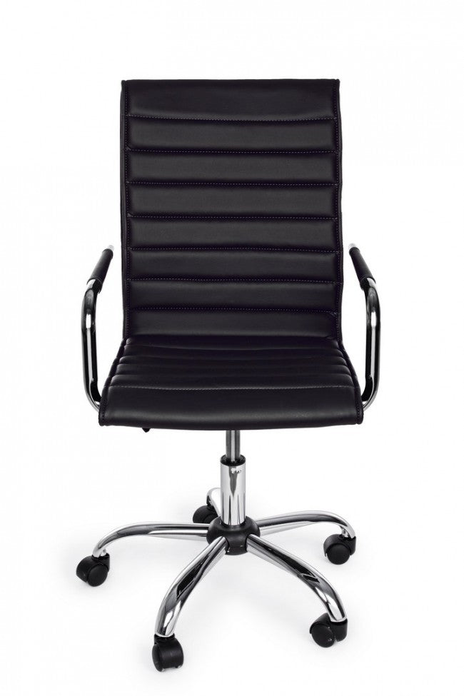 Schwarzer Bürosessel PERTH, höhenverstellbar mit Armlehnen und Rädern aus Kunstleder