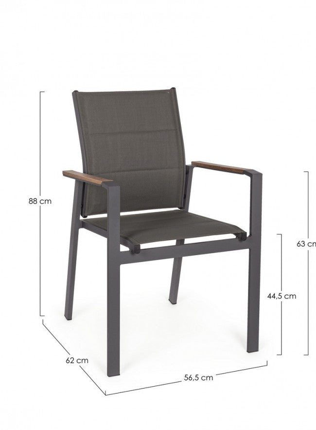 Kubik Outdoor-Stuhl aus anthrazitfarbenem Aluminium