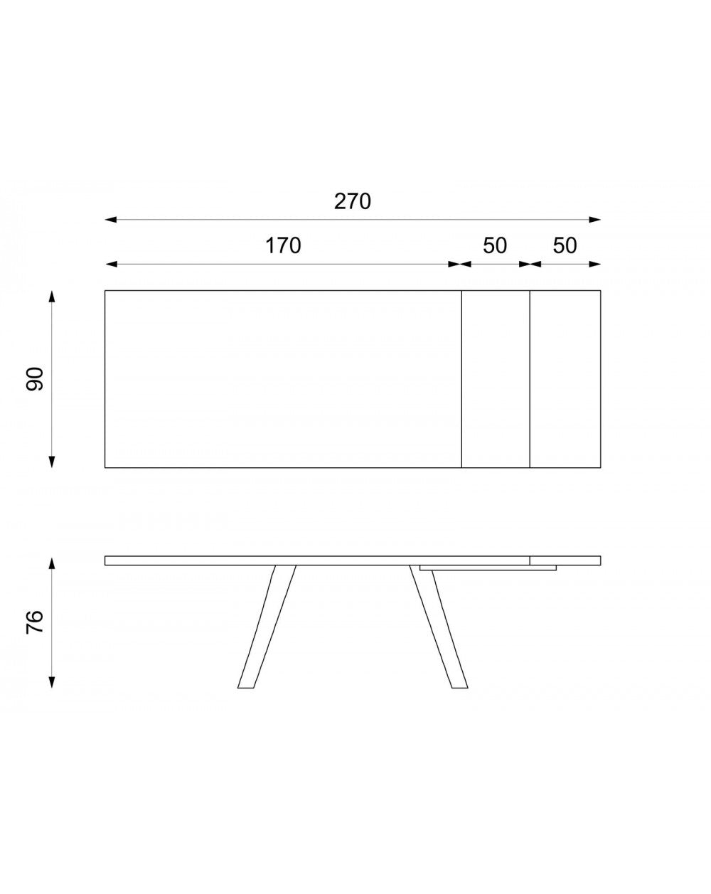 Ausziehbarer Tisch 170–270 x 90 cm – Barret