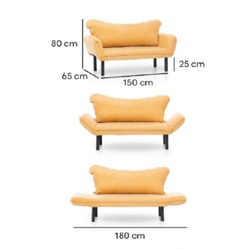 Chatto 2-Sitzer-Sofa in Burgunderrot mit verstellbaren Armlehnen, 150 x 65 x 80 cm
