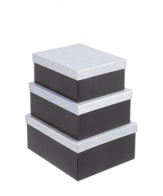 8x SET3 Black Glitter Box