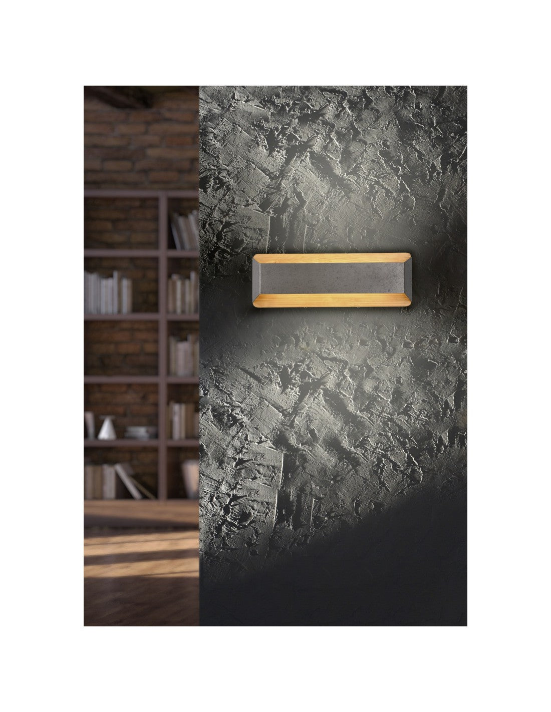 Rechteckige Wandleuchte Double Emission LED Arino Wood Nickel Trio Lighting