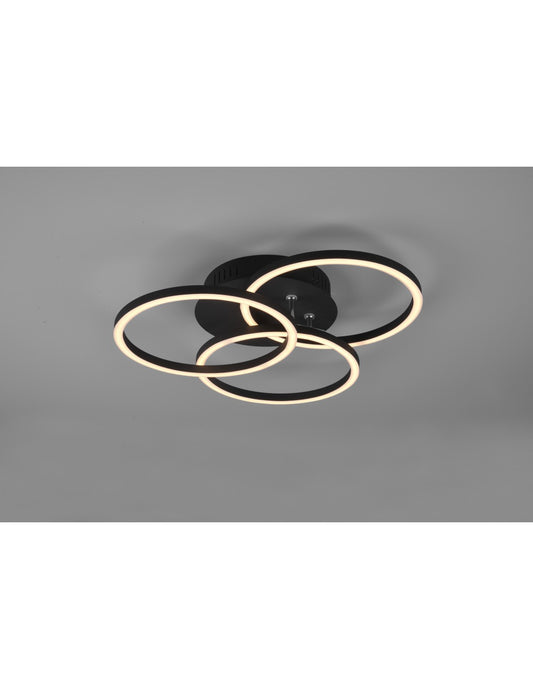 Deckenleuchte 3 verstellbare Kreise LED Dimmer Circle Black Trio Lighting